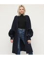 F／FUR SLEEVE KNIT GOWN/NVY