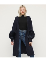 F／FUR SLEEVE KNIT GOWN/NVY