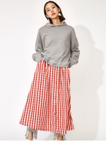GINGHAM CHECK ロングスカート/柄RED5