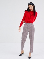 HIGH WAIST CHECK PANTS/GRAY