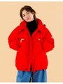 Organdy covered down jacket/RED