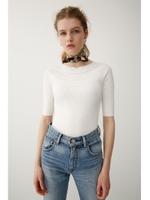 RIB ニットトップ/O/WHT1