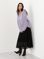 SMF W/AC ハンド Vネックプルオーバー/LILAC
