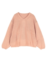 Vネックボリュームニット/ベージュ