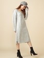 Vネックロングニットワンピース/ライトグレー