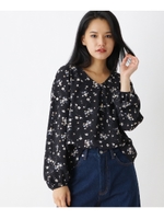 Vネック袖コンシャスブラウス/ブラック(119)