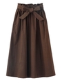 WAIST RIBBON LONG SKIRT/ブラウン