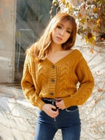 WOOL MIX 2WAYケーブルニット/マスタード