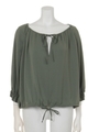 [GREED]GLOSS SATIN Gather Blouse/OLIVE