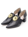 [GREED]MOON BUTTON SMOOTH SHOES Pumps/BLACK