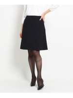 [L]【洗える】ムーンダブルフレアスカート/ネイビー(094)