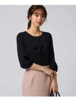 [L]ラッフルジョーゼットプルオーバー/ネイビー(093)