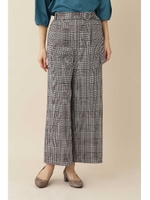 [ウォッシャブル]◆グレンチェックジャージーパンツ/ネイビーチェック1(121)