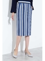 [ウォッシャブル]マルチストライプタイトスカート/ブルーストライプ1(111)