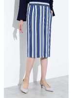 [ウォッシャブル]マルチストライプタイトスカート/ブルーストライプ1(111)