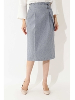 [ウォッシャブル]麻混ウェザーストレッチスカート/ブルー(110)