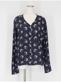 morning flower楊柳Vネックブラウス/ネイビー