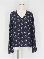 morning flower楊柳Vネックブラウス/ネイビー