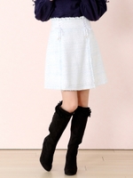 springルルツイードミニスカート/ライトブルー