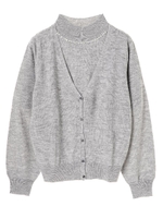 ・id パールニットアンサンブル/杢ライトグレー