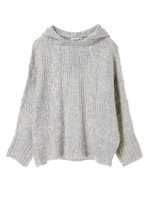 ・ケーブル編ニットパーカー/杢グレー