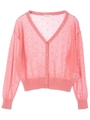 ・ドット編みニットカーディガン/サーモンピンク