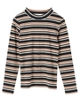 ・ボーダーリブ長袖カットソー/マルチ