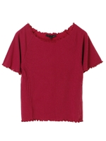 ・ワイドリブフレアTシャツ/ピンク