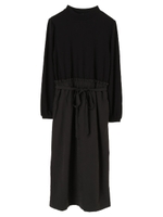 ・異素材切替ドッキングワンピース/ブラック