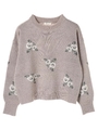 ・花柄ジャガードニットプルオーバー/ライトグレー