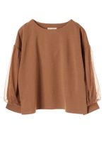 ・袖チュールカットプルオーバー/キャメル