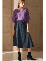 《BLANCHIC》チェックフレアスカート/グリーン(140)