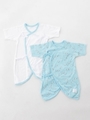 「ベビー」コットンクローバー コンビ肌着2枚セット/ブルー