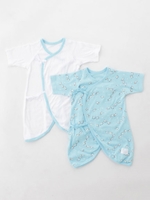 「ベビー」コットンクローバー コンビ肌着2枚セット/ブルー