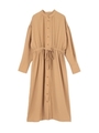 スタンドカラーシャツガウンワンピース/ベージュ
