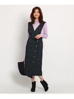 【2WAY】チェック ジャンパースカート/モスグリーン(224)