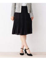 【4(LL)WEB限定サイズ】ジョーゼットプリーツスカート/ブラック(019)