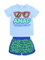 【ANAP KIDS】サングラスプリントTシャツ＋ロゴショートパンツSET/ブルー(019)