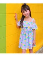 【ANAP KIDS】 ストライプ×フルーツ柄ワンピース/ラベンダー(023)