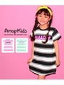 【ANAP KIDS】ボーダーワンピース/ブラック(027)