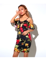 【Anap USA】 花柄リボンオフショルワンピース/ブラック(027)