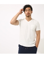 【AZUL BY MOUSSY】カットオフVネック半袖T/WHT
