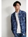 【AZUL BY MOUSSY】パイナップル柄ダンガリー長袖シャツ/BLU