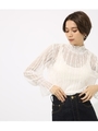 【AZUL BY MOUSSY】レースハイネックロングスリーブプルオーバー/O/WHT