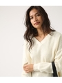 【AZUL BY MOUSSY】ワッフルVネック プルオーバー/O/WHT