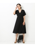 【Alluge】ストライプワンピース/ブラック(027)