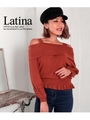 【Latina】肩あきペプラムニットトップス/レンガ(068)