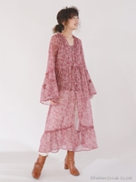 【La】フレアスリーブシフォンマキシワンピース/PPL