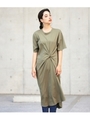 【Settimissimo】サイドノットデザインTシャツワンピース/カーキ(014)
