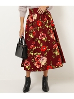 【Settimissimo】サンディングフラワーモチーフマキシフレアスカート/ワイン(026)